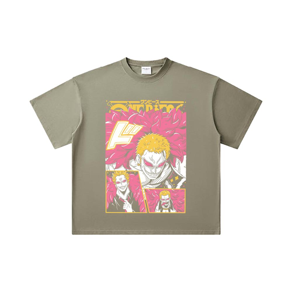 260 GSM Double Yarn 32 Count 100% Cotton One Piece V45 Doflamingo Print Unisex Heavy Cotton T Shirt