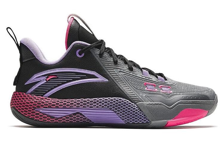 Men's Sneakers Anta Speed Battle 5 Cushioning, Wear Resistant Mid top Basketball Shoes Men's Black Gray Purple