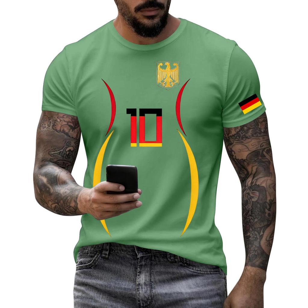 Men's Short Sleeve Crew Neck T-Shirt with National Emblem Number Print Slim Fit Casual Tee for Outdoor and Daily Wear