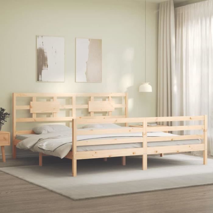 VidaXL Cadre de lit avec tête de lit 200x200 cm bois massif 3194461