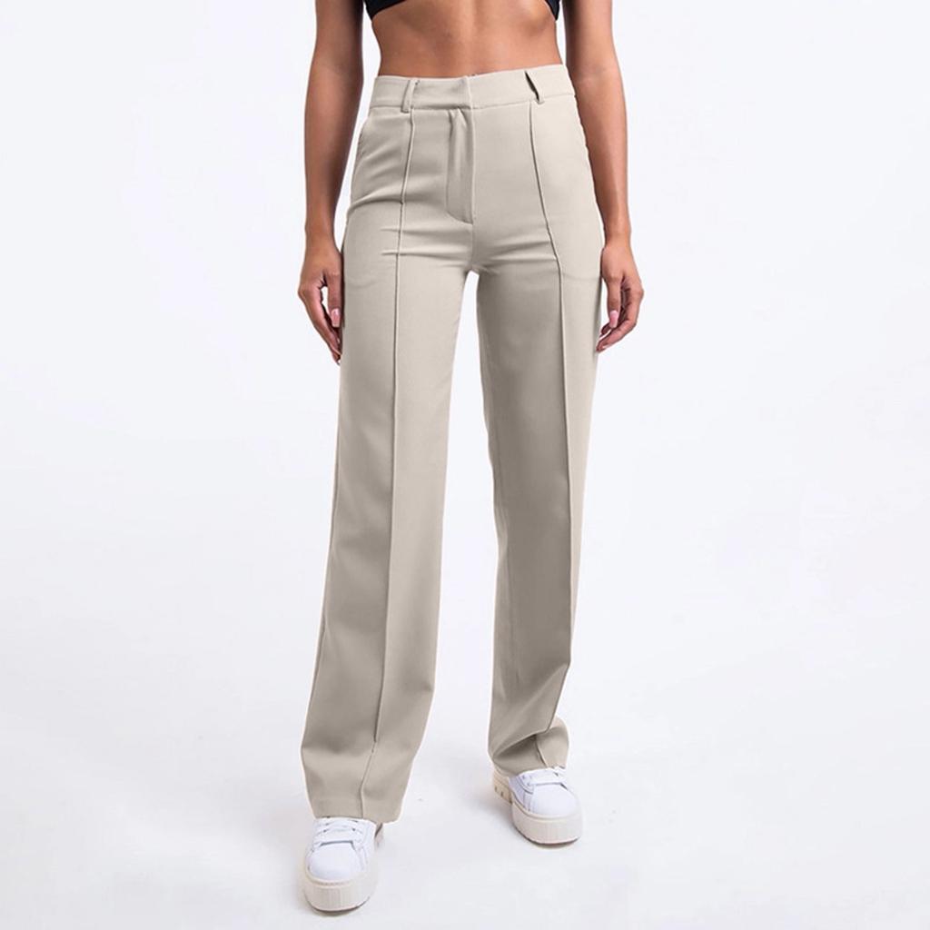 New SSolid Color Business Pants Fashion Straight-Leg Trousers Slim-fit Trousers With Pockets