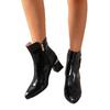 Spot Thick Heel Short Boots Women's Fashion Patent Leather Square Head High Heel Women's Boots Single Boots 2025 New Martin Boots Women's Shoes