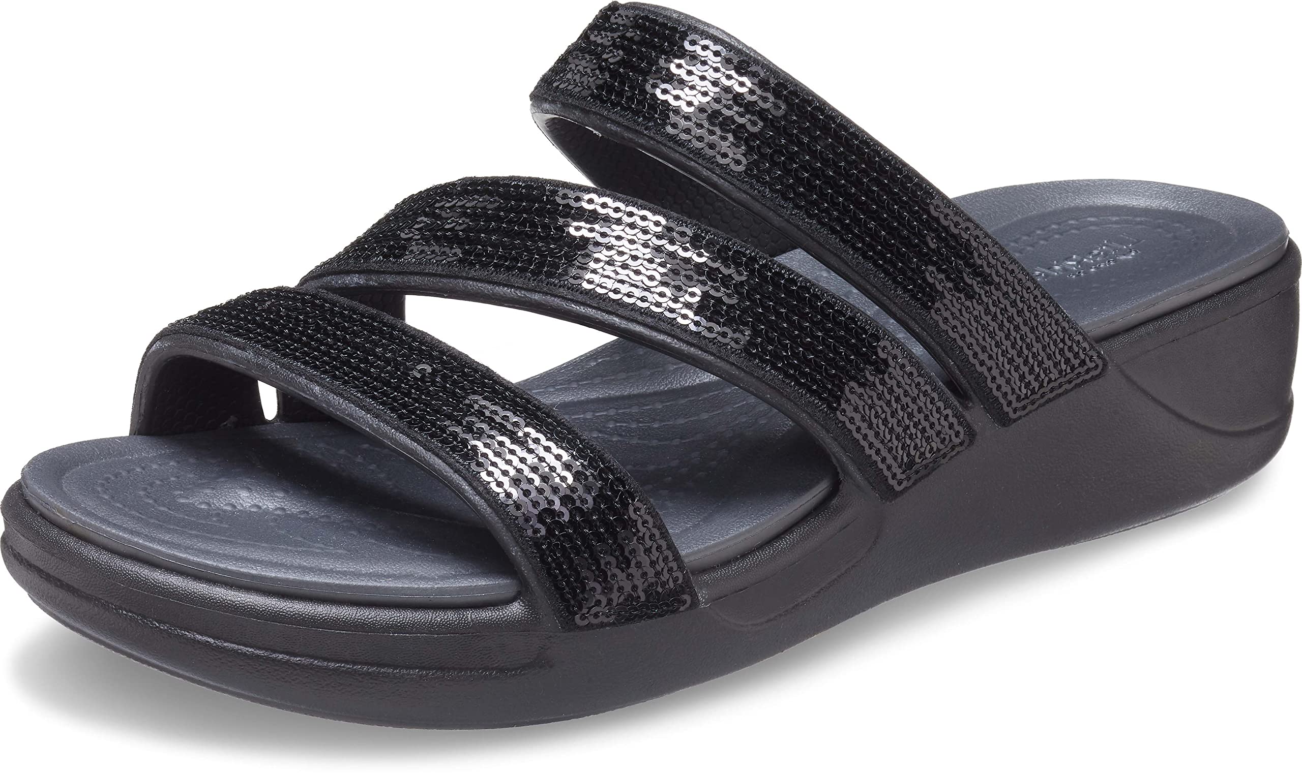 

Crocs Sandals Crocs Boca Sequin Strappy Wedge Black 23cm Women s 2.0 Women s чёрный