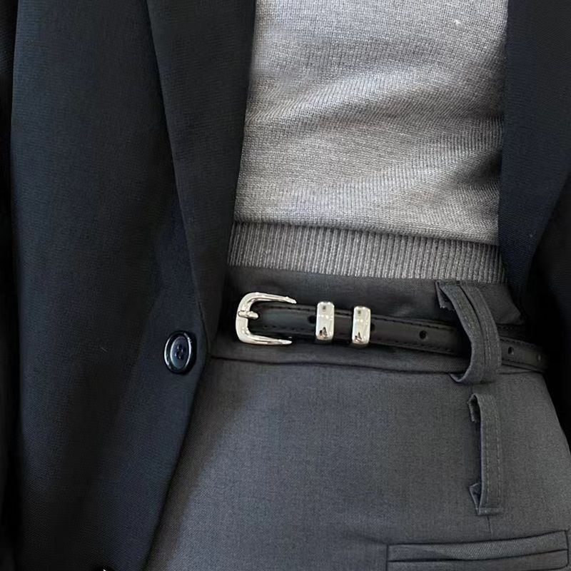 Womens Fashionable Slim Belt In Multiple Colors With Stylish Metal Ring Detail