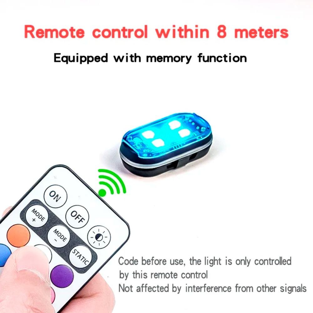 2/4pcs Wireless LED Strobe Lights Car Decor Atmosphere Light, 8 Colors Motorcycle Lights LED Flash with USB Charging