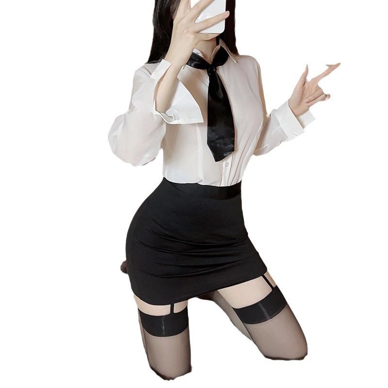 Sexy female secretary hip skirt, sexy underwear, workplace style shirt, seduction teacher, nightclub suit, one piece, hair girl.
