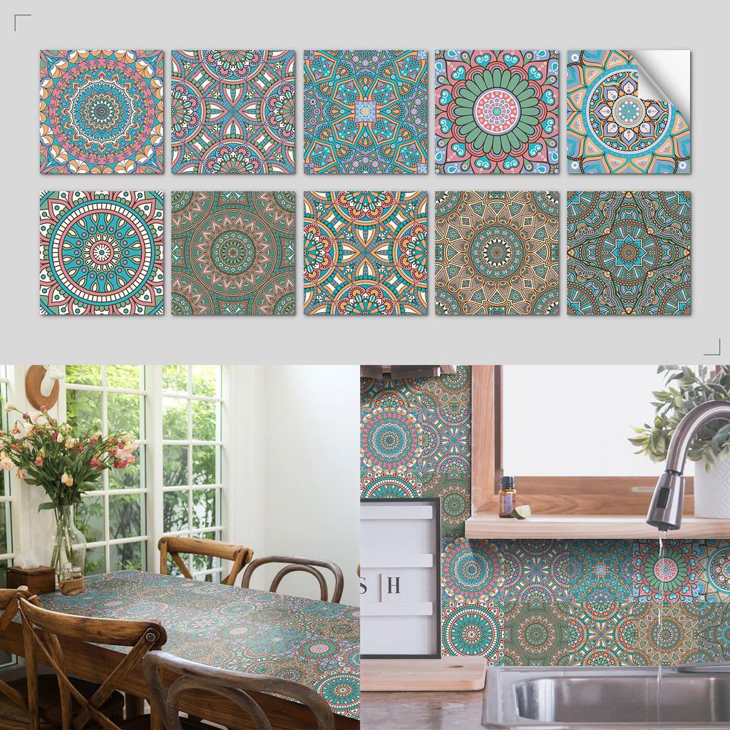 Nordic Tile Art Wall Sticker Kitchen Bathroom Waterproof And Oil-Proof Wallpaper Self-Adhesive Crystal Film Tile Sticker