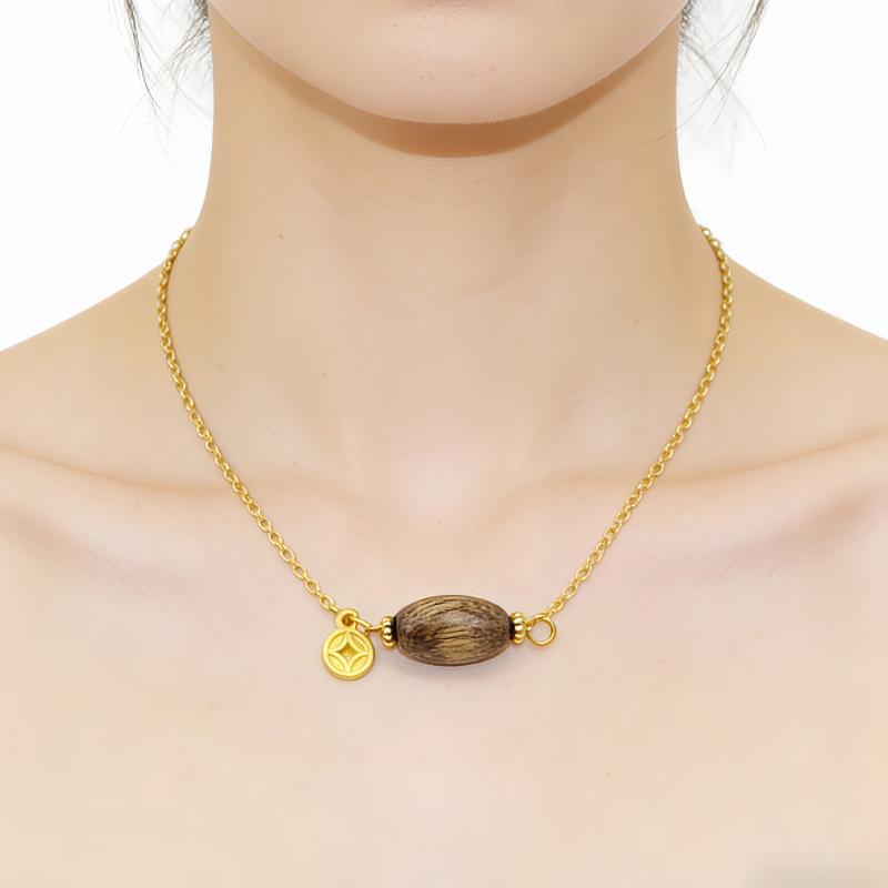 Подвеска-ожерелье из агарового дерева в китайском стиле для женщин - Натуральная вьетнамская деревянная цепочка для свитера с уникальным дизайном