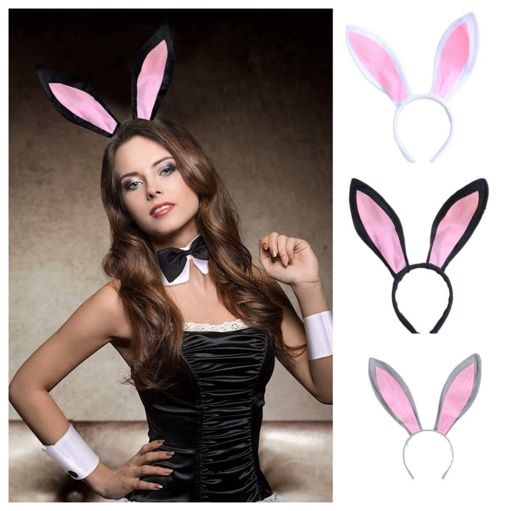 

Длинная повязка на голову с ушками кролика, плюшевая повязка на голову с ушками кролика, милая пасхальная повязка на голову для женщин