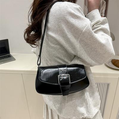 Handliche Handtasche Damen Frühling und Sommer neue Mode Retro schlichte Gürtelschnalle Damen Schulter Achseltasche