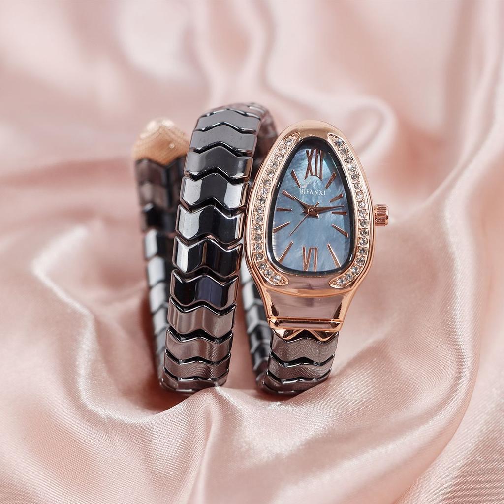 Fashion Black Snake Hot Sell Quartz Watches Women's Full Diamond Steel Strap Watch For Women Bling Unique Luxury Clock Relogio