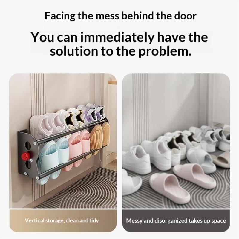 Magnetisk Skoholder Udtrækkelig Dobbeltlagssko Organizer Vægmonteret Sneakers Til Husejere Lejere Beboere Samlere