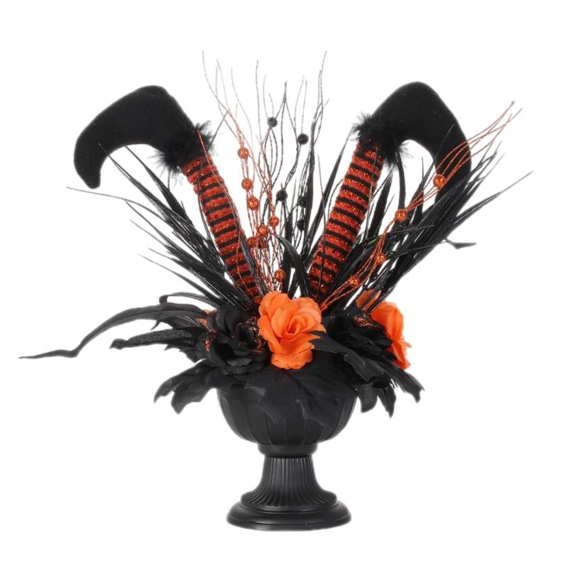 

Colorful Handcrafts Long Legged Witch Figurine Flower Vase Flowerpot Ornament for Halloween Home and Office Table Decors 1