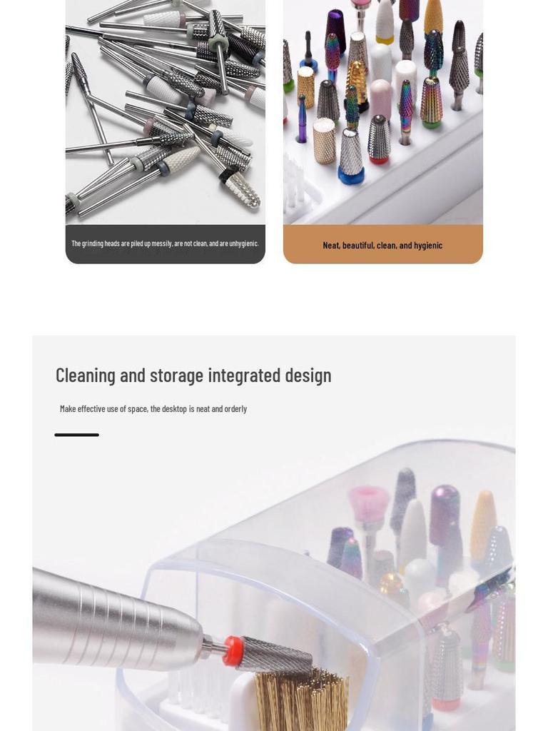 Cross-Border Manicure 30-Hole Grinding Head Storage & Cleaning Box