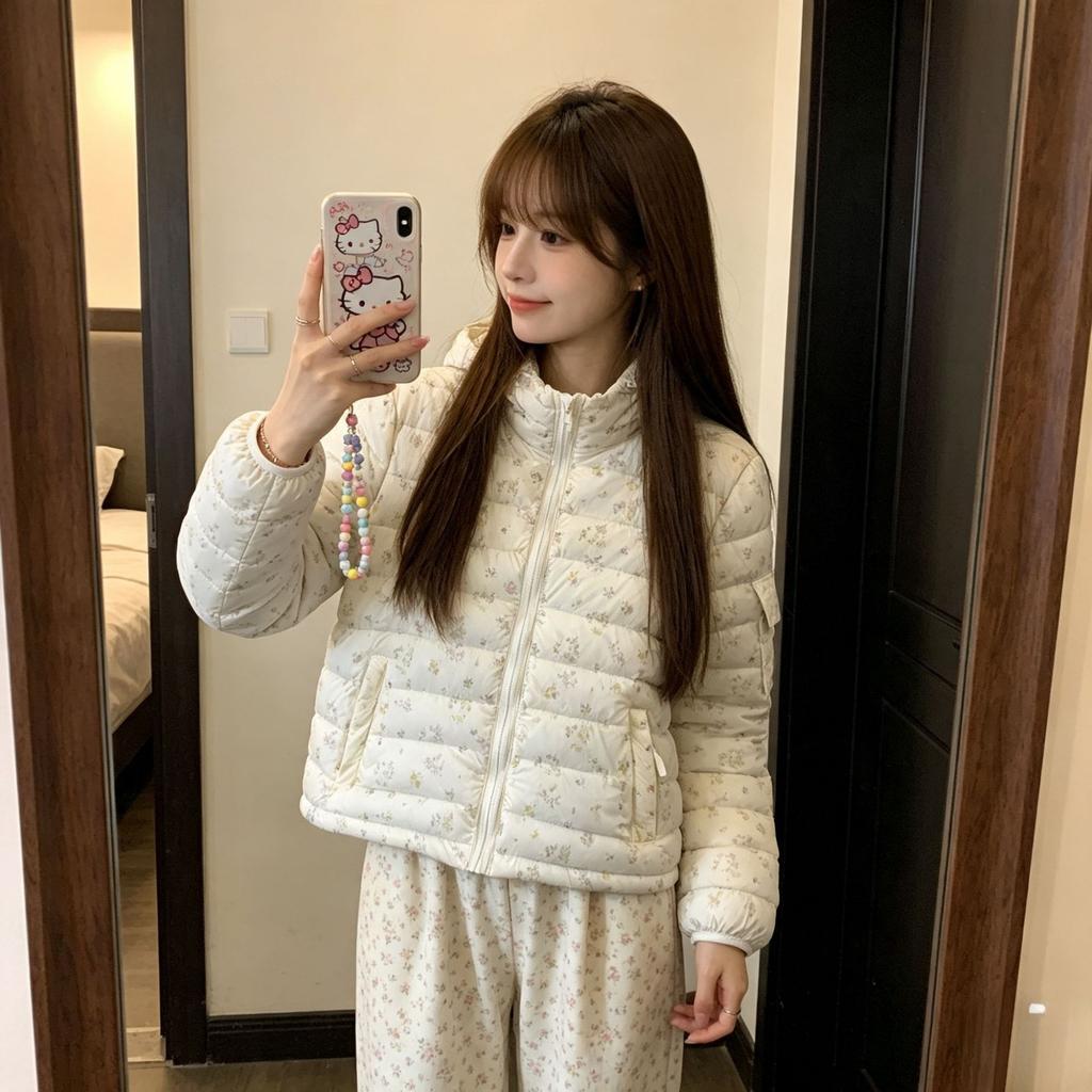 Warm cotton-padded clothes for women, white pressure-sensitive polka dots, thickened ribs, zero jacket, hooded winter new design