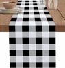 Black White Buffalo Plaid Linen Table Runner Dresser Scarves Decor Geometric Lattice Kitchen Dining Table Runner Party Decor