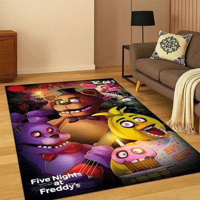 3D F-FNAF Spiel Cartoon Teppich für Schlafzimmer Wohnzimmer Sofa Fußmatte Heimdekoration, Kinder Spielbereich Teppich Rutschfest Weihnachtsgeschenk