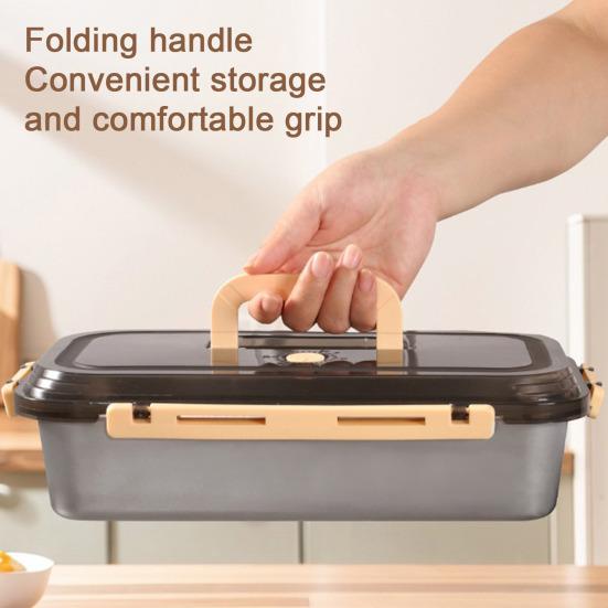 Stainless Steel Crisper Box with Date Lid Leak-Proof Food Storage Box Food Grade Refrigerator Preservation Box for Pickles Fruits Snacks Leftovers