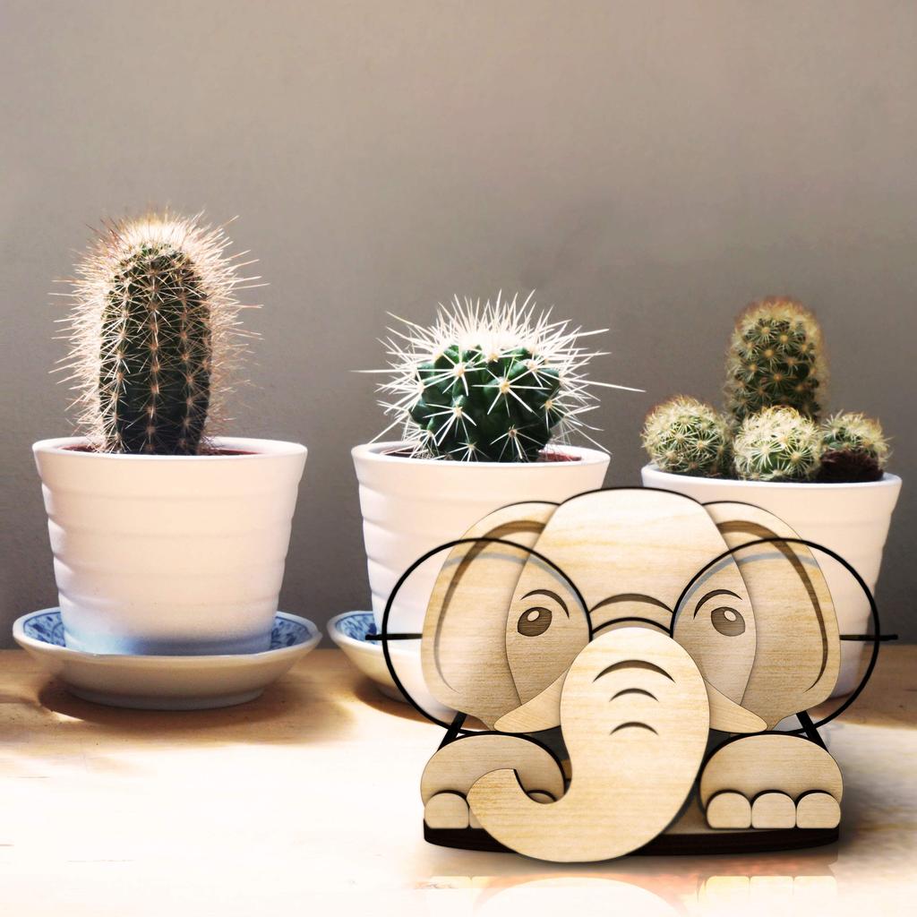 Elephant Handmade Wooden Glasses Stand [mr. sheep]