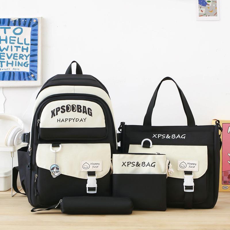 TS JYL laptop bag,New Student 4 Sets Backpack Versatile Large Multi-Purpose Lightweight Bag backpack чёрный