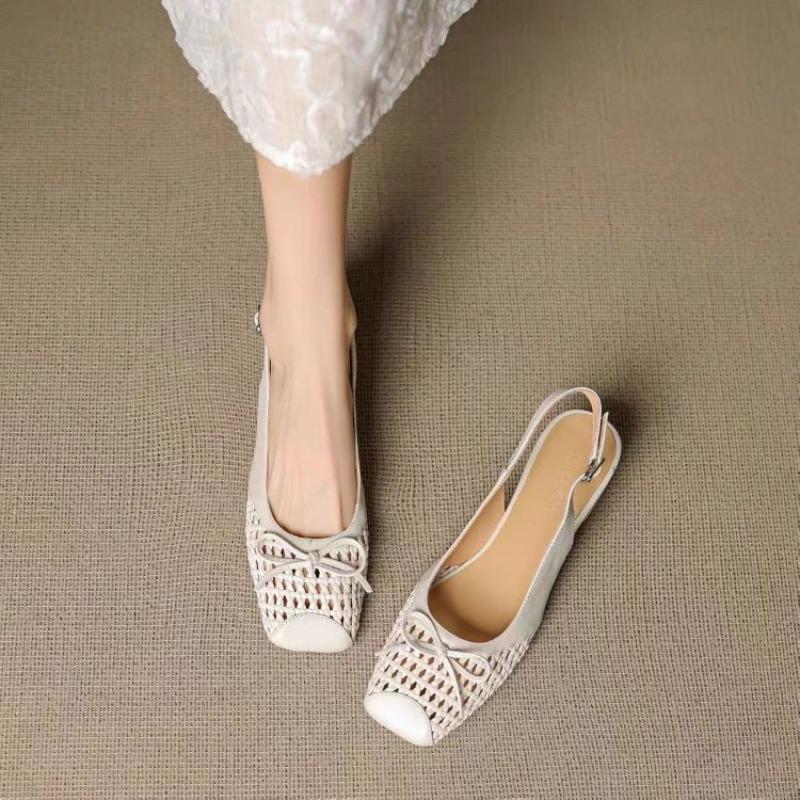 Retro Square-toe Woven High-heeled Sandals, Summer Fashionable Breathable Single-buckle Thick-heeled Women's Shoes