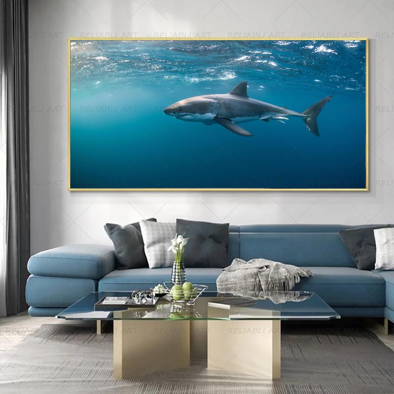 Shark Sea Animal Posters Wall Art Pictures for Living Room Modern Canvas Prints Cuadros Home Decorative Painting NO FRAME