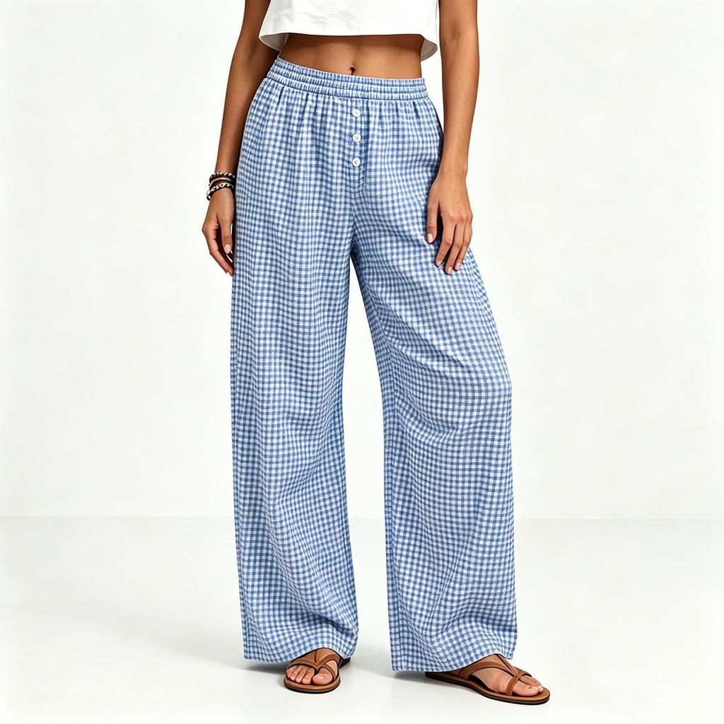Women's Plaid Sleep Pants - Loose Fit Pants for Home Comfort