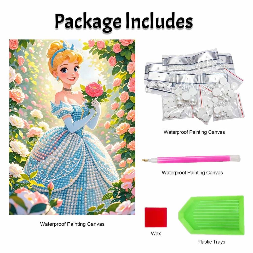 Disney Cinderella Pearl Painting Kit Handmade DIY Floral Garden Home Decoration Painting