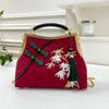 Chinese Style Embroidered Cheongsam Bag Vintage Clip On Shoulder Crossbody Lucky Bamboo Tassel Elegant for Party Evening Purse