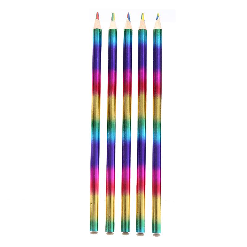 8/16 Pcs Rainbow Colored Pencils, 4 Color In 1 Pencil .Suitable for Schools, Students, Sketching, Doodling, Coloring, Painting.