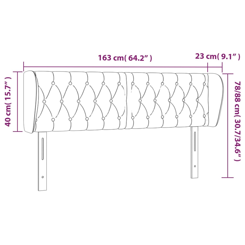 Headboard with Ears Pink 163 X 23 X 78 88 Cm Velvet