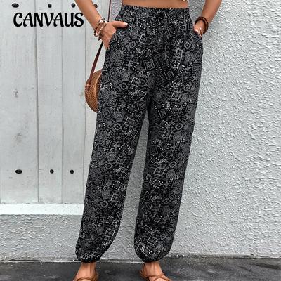 Summer Women's Pants High Waist Elegant Printed Boho Chaps Pant