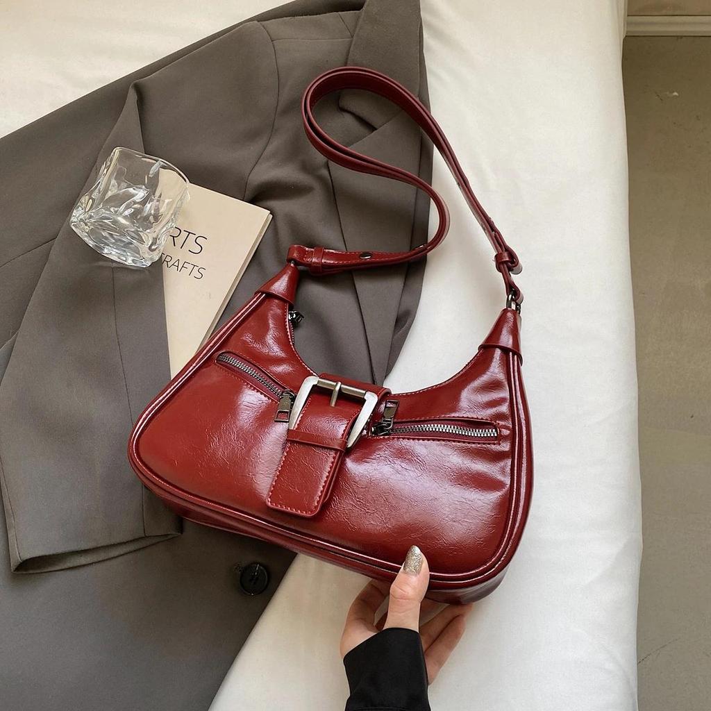 2026 Winter Belt Design Y2K Retro Design Small PU Leather Crossbody Bag Women Fashion Handbags New Trend Shoulder Bag
