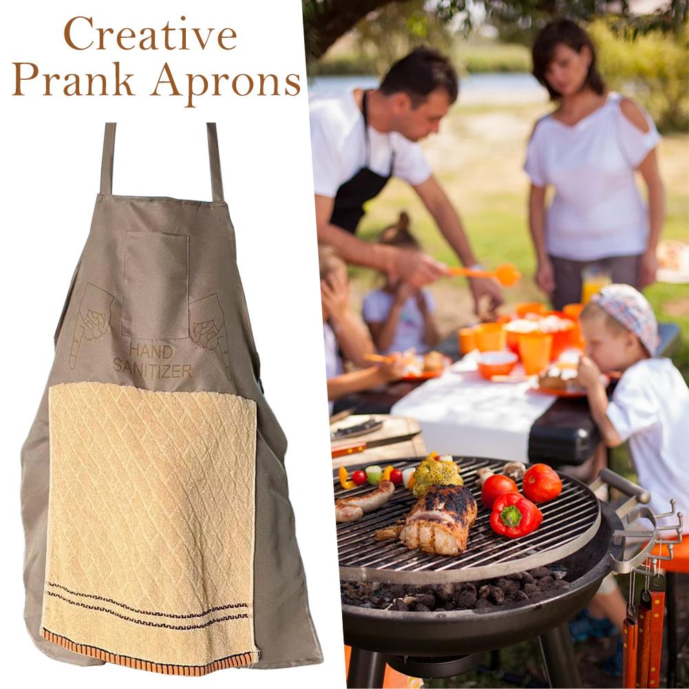 Funny Prank Apron with Surprise Pocket for Chef Cooking Kitchen Humor Novelty Gag Gift Idea for Men Women Friends Party