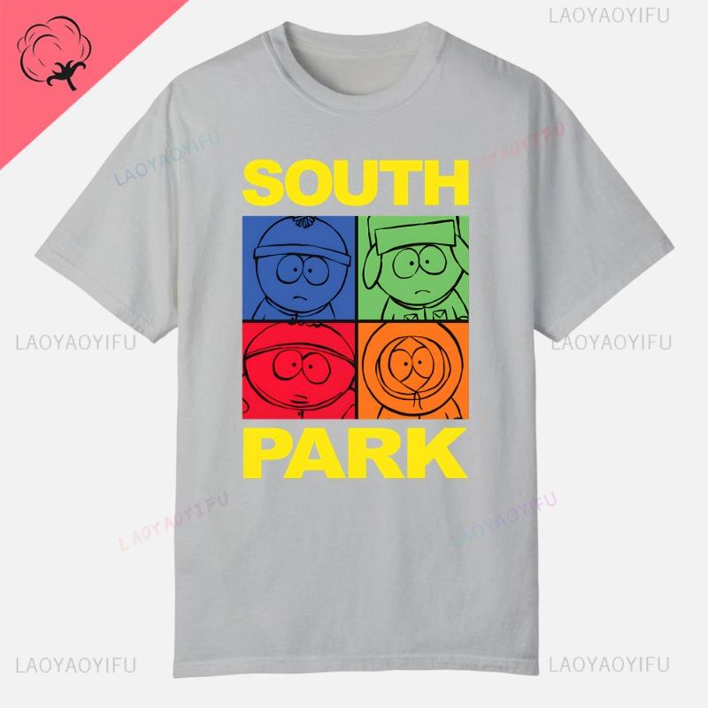 S-South Park Vlastní oblečení Vtipná trička s potiskem Bavlněná trička s krátkým rukávem Jednobarevná trička Oblečení Pánské Streetwear Grafické tričko