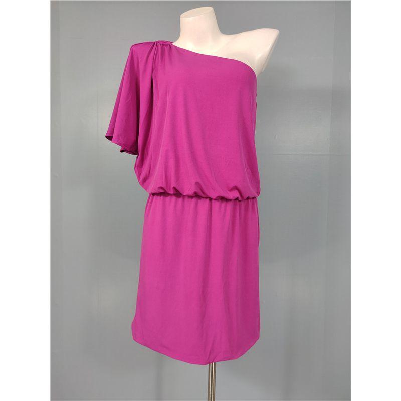 

Export Single High-Quality White House One-Shoulder Diagonal Collar Split Sleeve Design Elastic Waist Sheath Work Clothing Jumpsuit Skirt Rose Red 2XL(12)