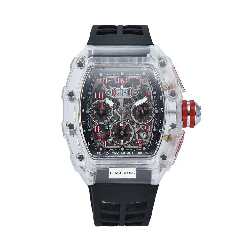 2025new Spot, Six-pin Multi-functional Running Second Engraving Hollow Quartz Watch, Unisex Watch