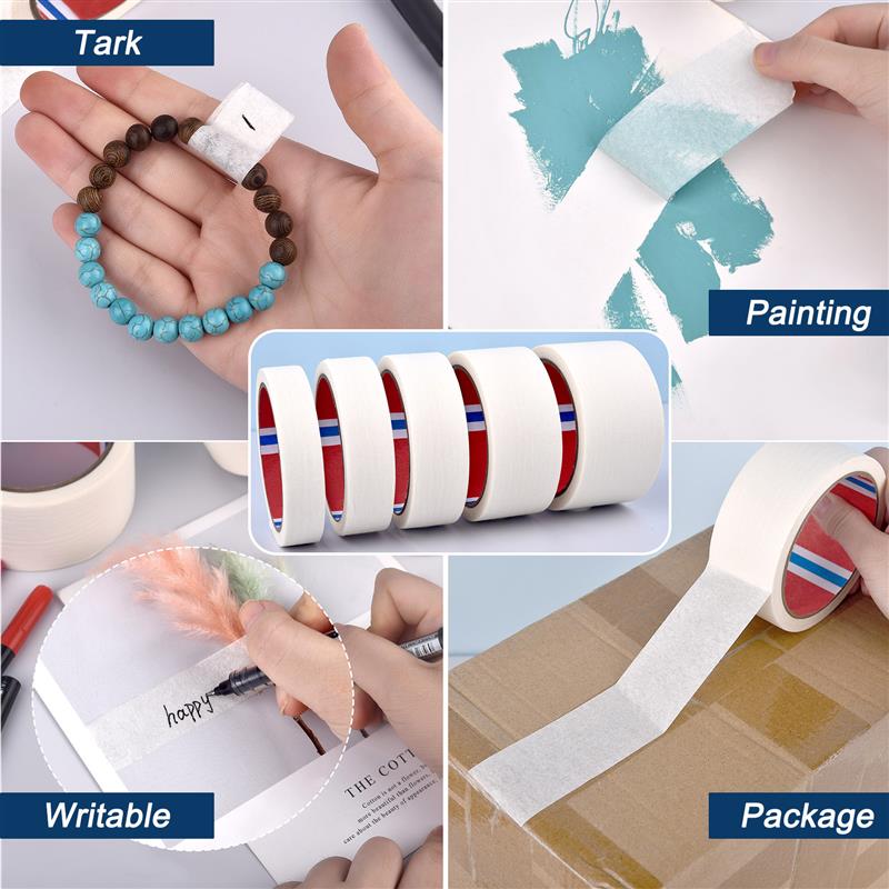 20/25/30/40/50mm Masking Tape White Color Sealing Self Adhesive Tape Car Painting Shelter Decoration Paper Tape