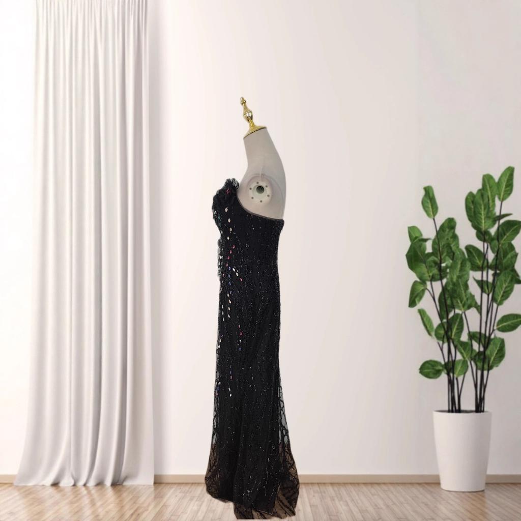 European and American luxury colored diamonds sexy tube top heavy industry sequined embroidery hip wrap dinner party annual meeting evening dress