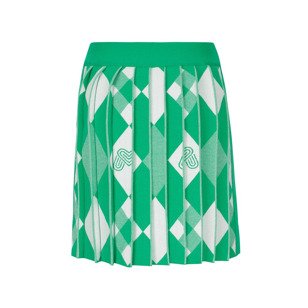 MARTINE GOLF Argyle Knit Pleats Culotte_Green