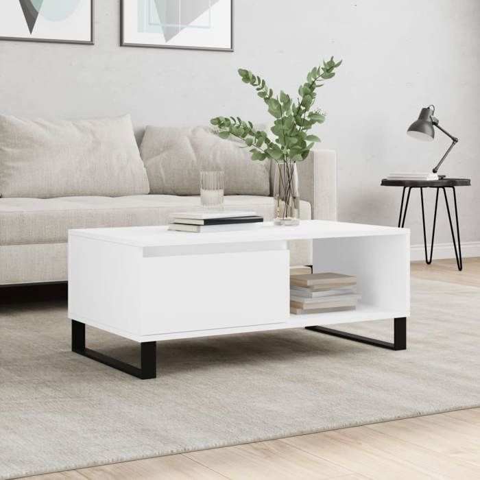 VidaXL Coffee Table White 90x50x36.5 Cm Engineered Wood 830572