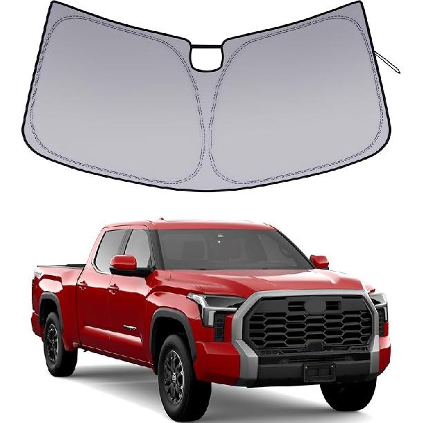 Windshield Sun Shade For Toyota Tundra Accessories 2024 2025 2026, Foldable Front Sun Visor, 22 23 24 25 26 Tundra SR,SR5,Limited,Platinum,TRD