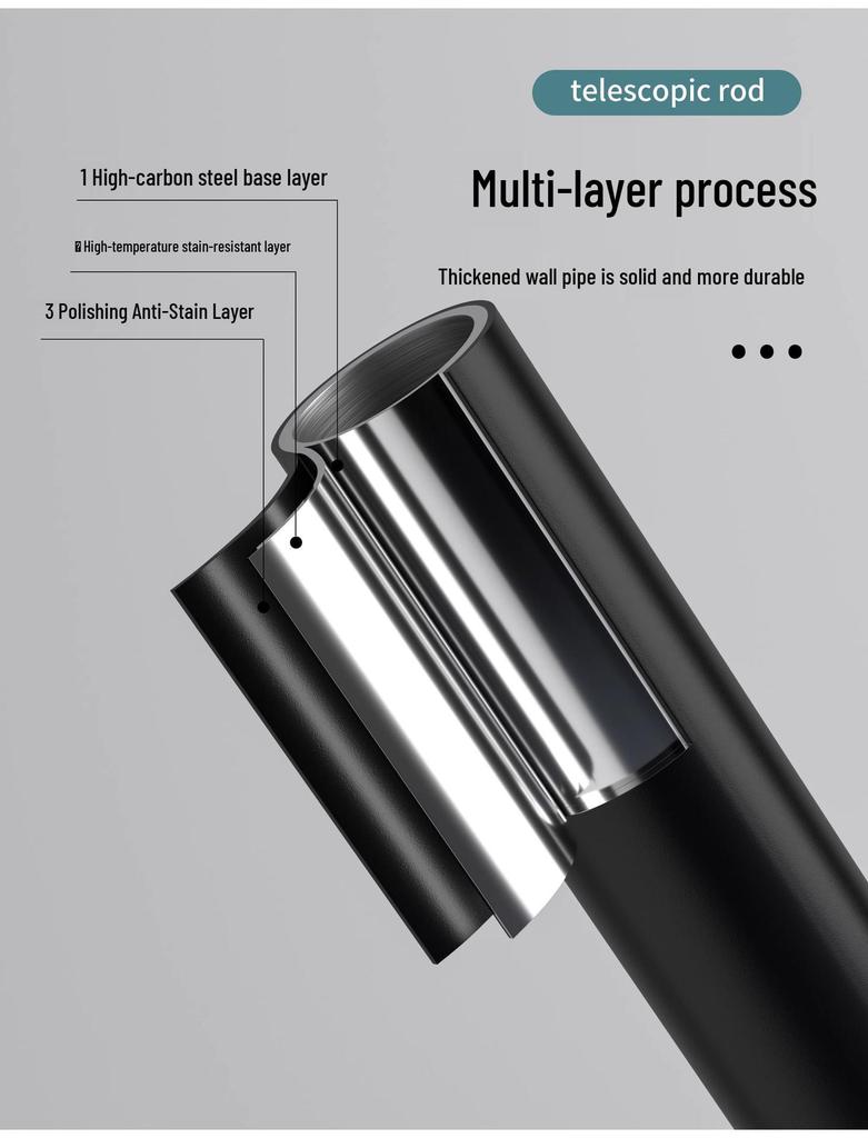 Nastavitelná teleskopická tyč bez vrtání pro sprchové závěsy, věšení oblečení, sušení na balkoně a organizaci šatní skříně
