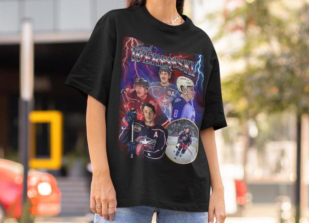 Zach Werenski Shirt Vintage 90s Colombus Blue Jackets NHL Hockey Design Retro Hockey Gift Classic Graphic Tee Unisex T-Shirt Limited Edition