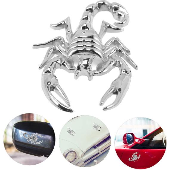 2 Pcs Car Scorpion Stickers Metal Decals for Vehicle Door Window Decor 3D Adhesive Car Body Emblems Scratch Cover Durable