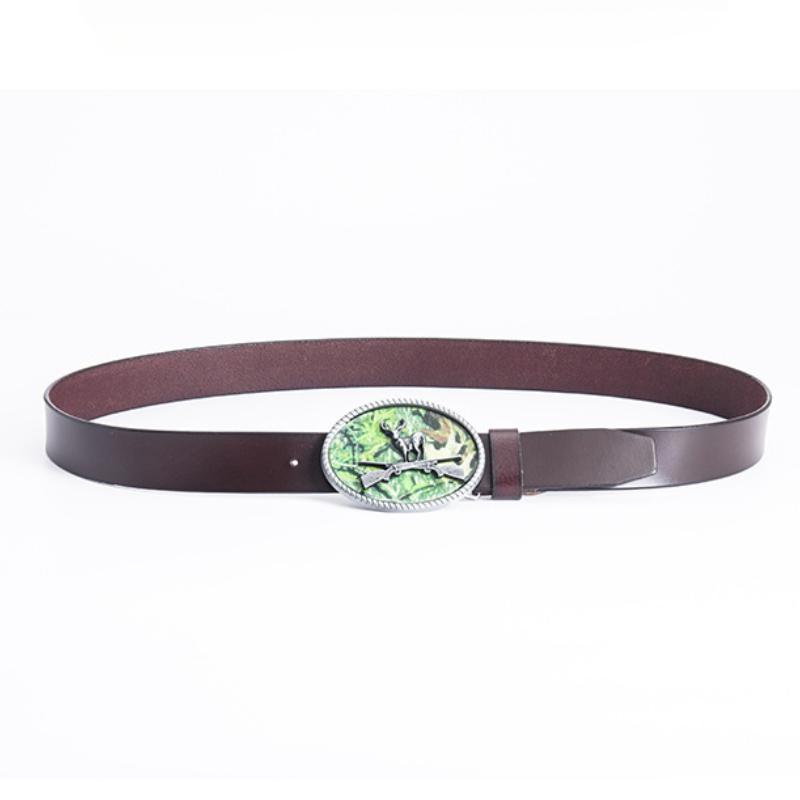 Pasek z pełnej skóry bydlęcej Owalna gładka klamra Pasek ogniwkowy Pasek skórzany