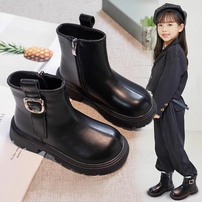 Frühling und Herbst Schwarze Prinzessinnenstiefel im Westernstil Koreanische Version Modische Martin-Stiefel im britischen Stil für Jungen