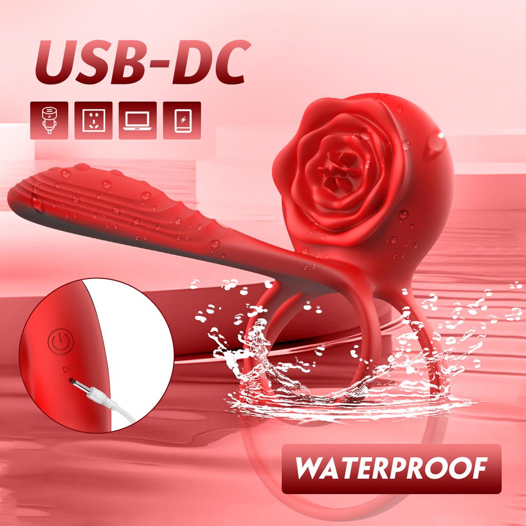 APP Controlled Vibrating Double Ring 9 Vibration Patterns Clitoral G-spot Stimulator Adult Toy for Couples