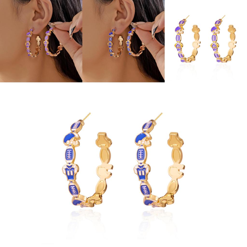 Casual Cool Unique Football Volleyball Earrings In Alloy With Electroplated Finish For Women