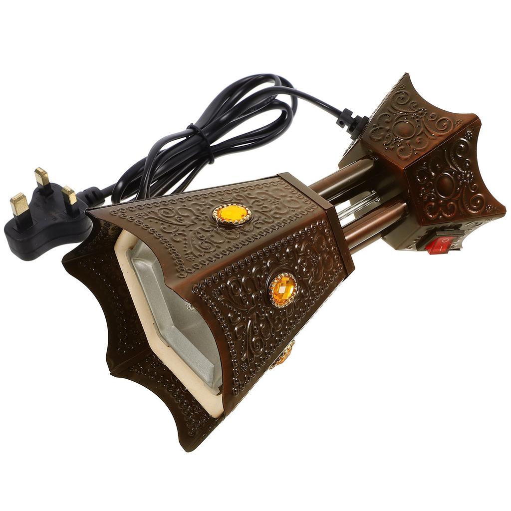 Brûleur d'encens électrique de bureau compact Cassolette vintage en métal Brûleur d'arôme Décoration de table Prise secteur Prise UK Relaxation Usage domestique